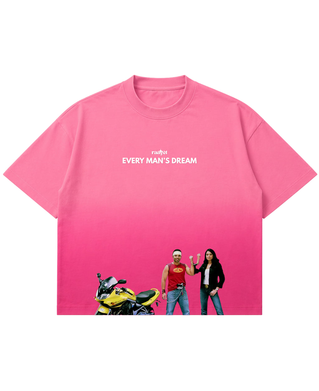 Pink Sunfade Ombré Wash Boxy Fit T-shirt Front Design