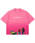 Pink Sunfade Ombré Wash Boxy Fit T-shirt Front Design