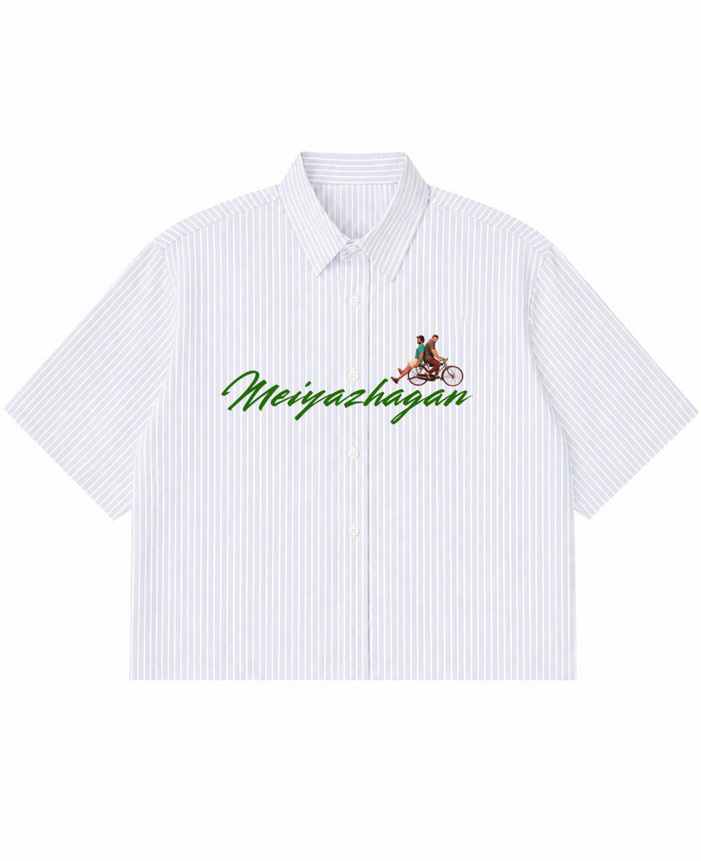 Blue Striped Oxford Boxy Shirt Front Design