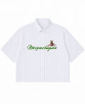 Blue Striped Oxford Boxy Shirt Front Design