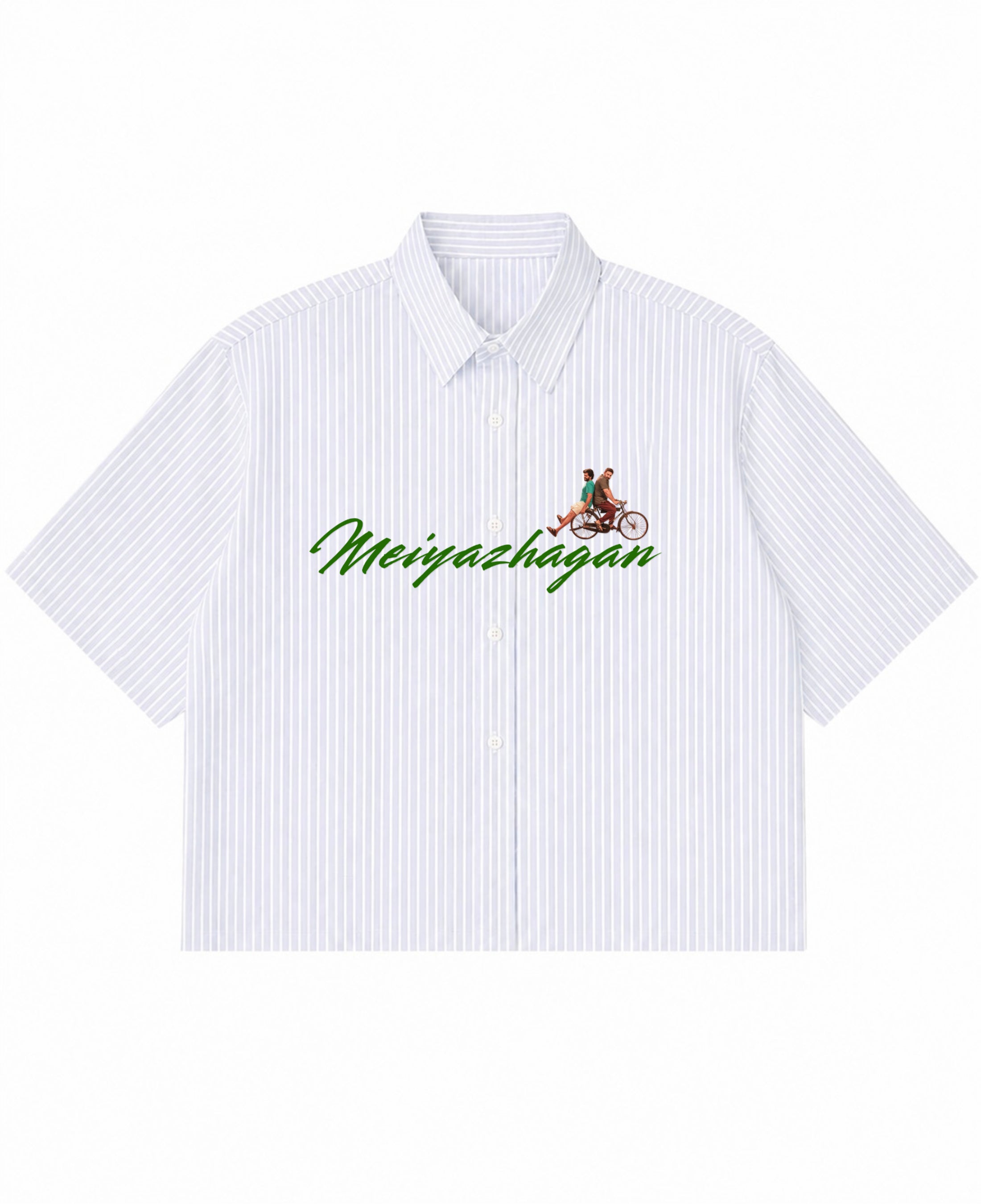 Blue Striped Oxford Boxy Shirt Front Design